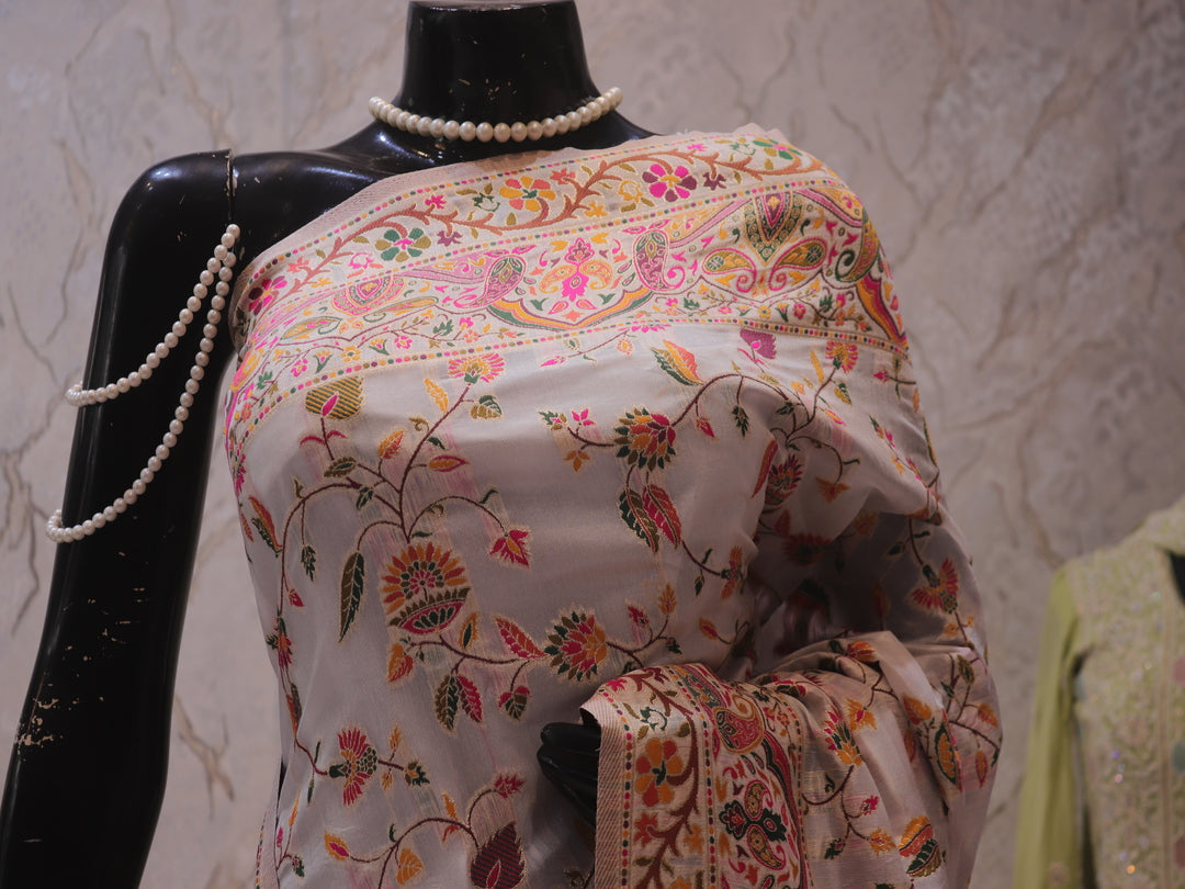 “The Raven White” Premium Pashmina Silk Saree