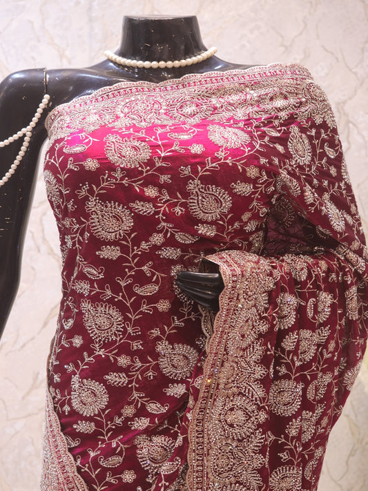 “The Mulberry Splash” Premium Designer Saree
