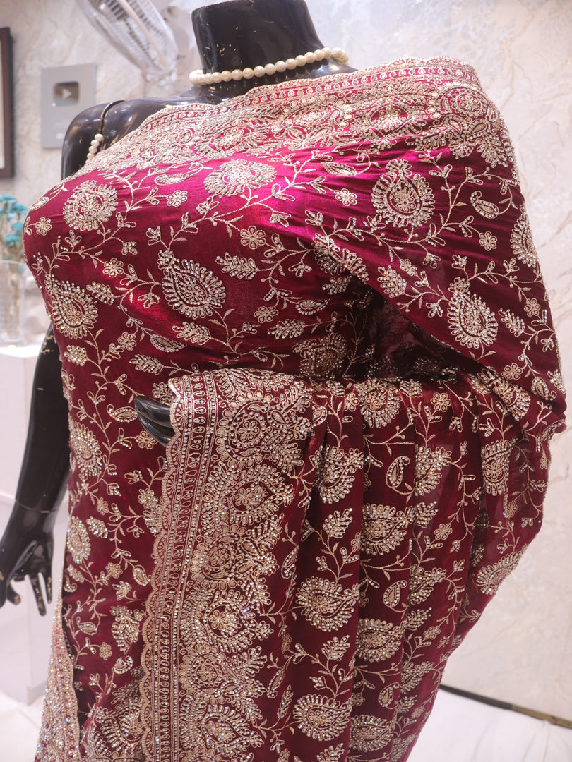 “The Mulberry Splash” Premium Designer Saree