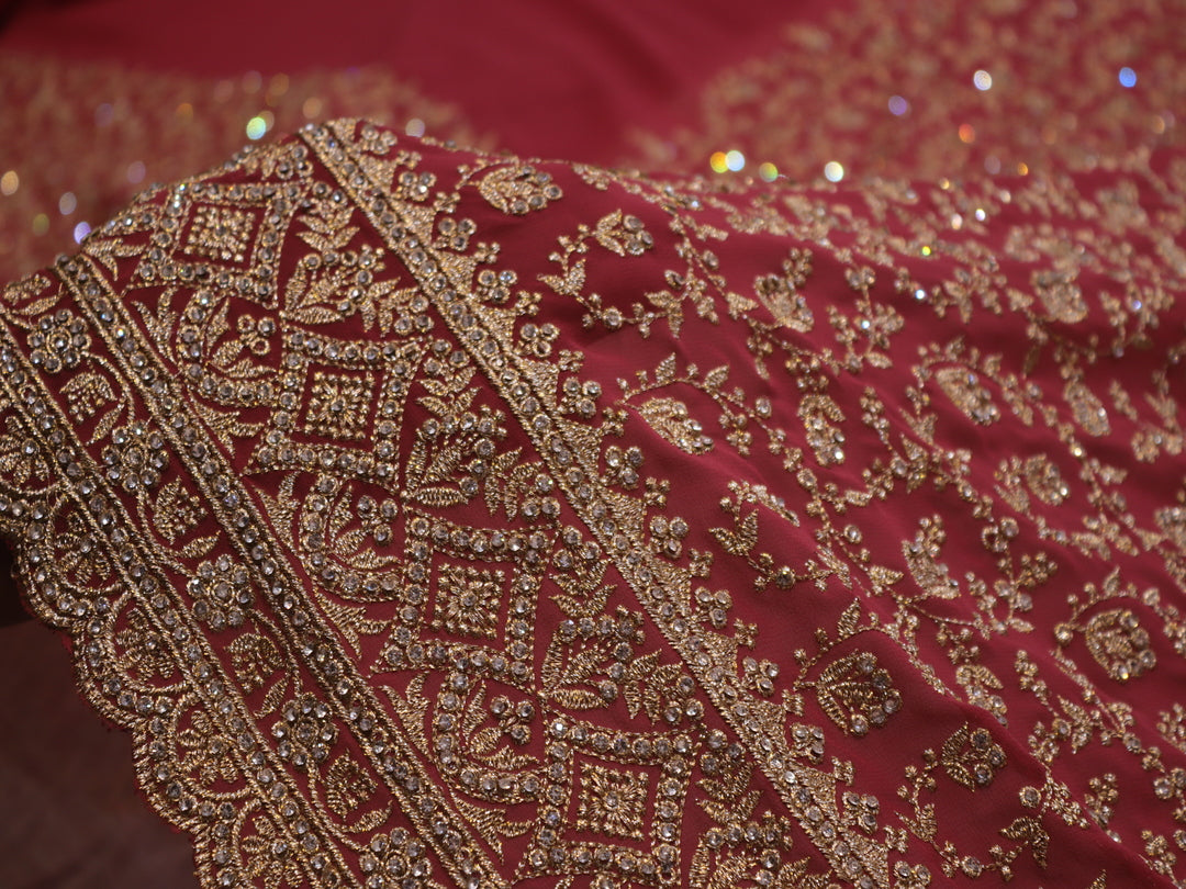 “The Salmon Pink” Premium Designer Saree with Veil