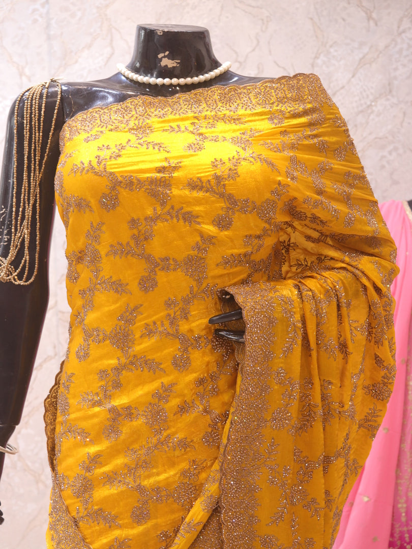 “The Sunflower Yellow "Premium Designer Saree