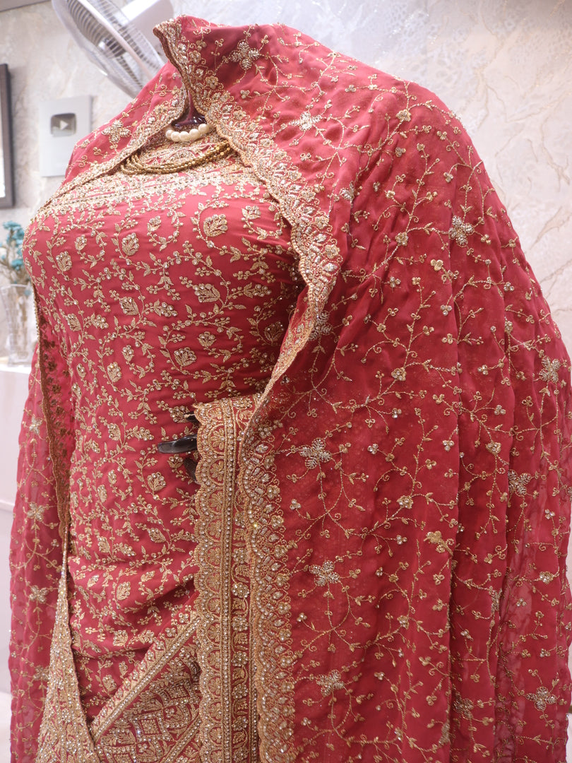 “The Salmon Pink” Premium Designer Saree with Veil