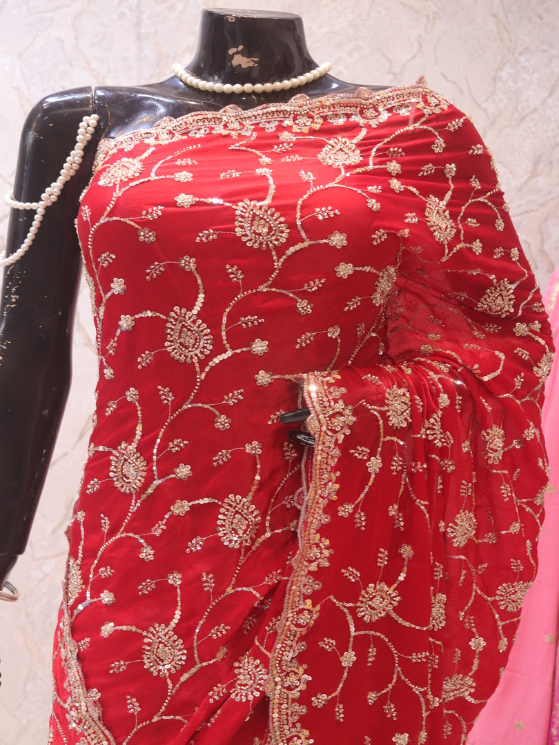 “The Pure Red” Premium Designer Saree