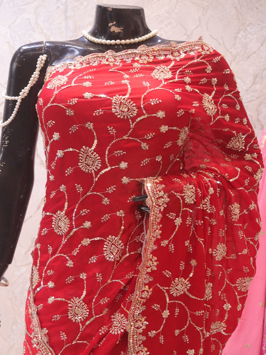 “The Pure Red” Premium Designer Saree