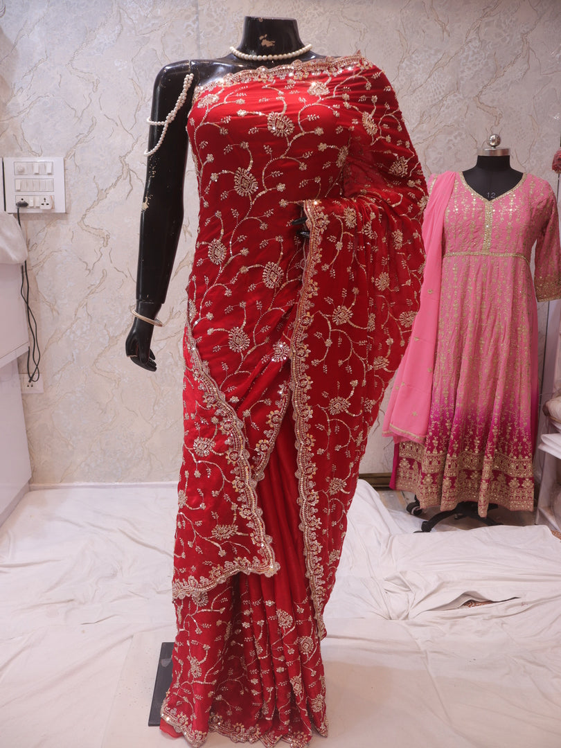 “The Pure Red” Premium Designer Saree