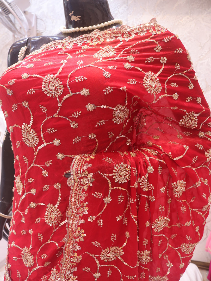 “The Pure Red” Premium Designer Saree