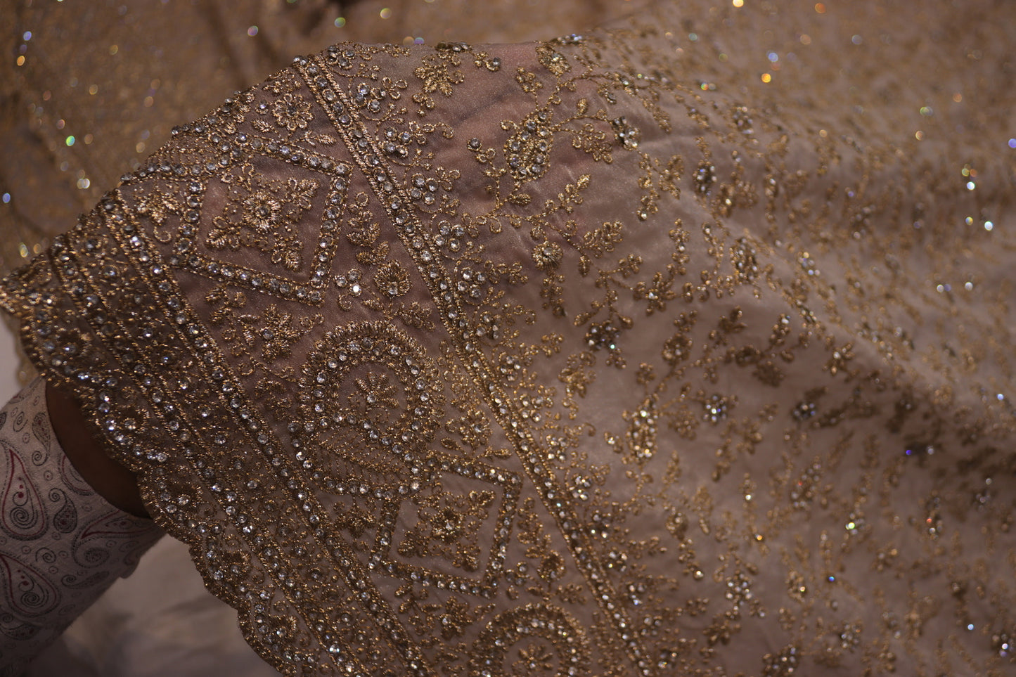 “The Champagne Gold” Premium Designer Saree with Veil