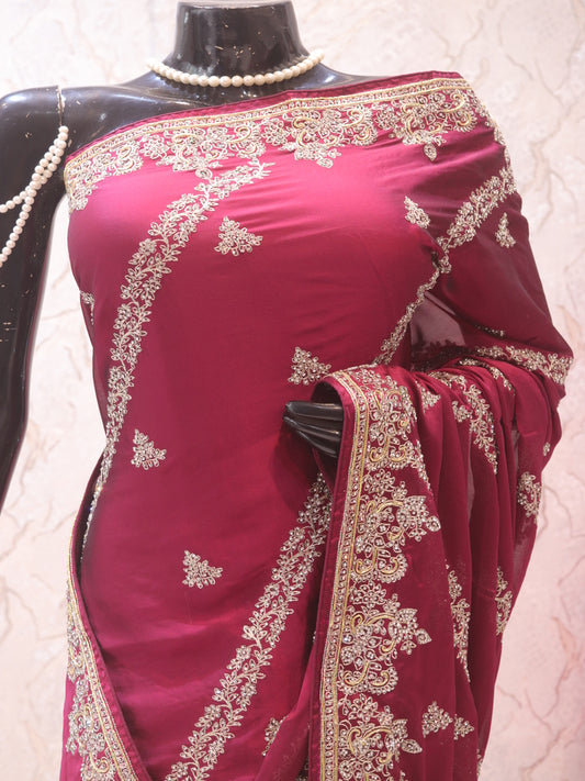 “The Rose Wine” Premium Designer Saree