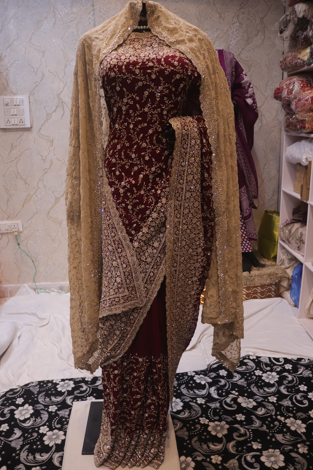 "The Dark Burgundy" Vol 3 Bridal Saree with Veil