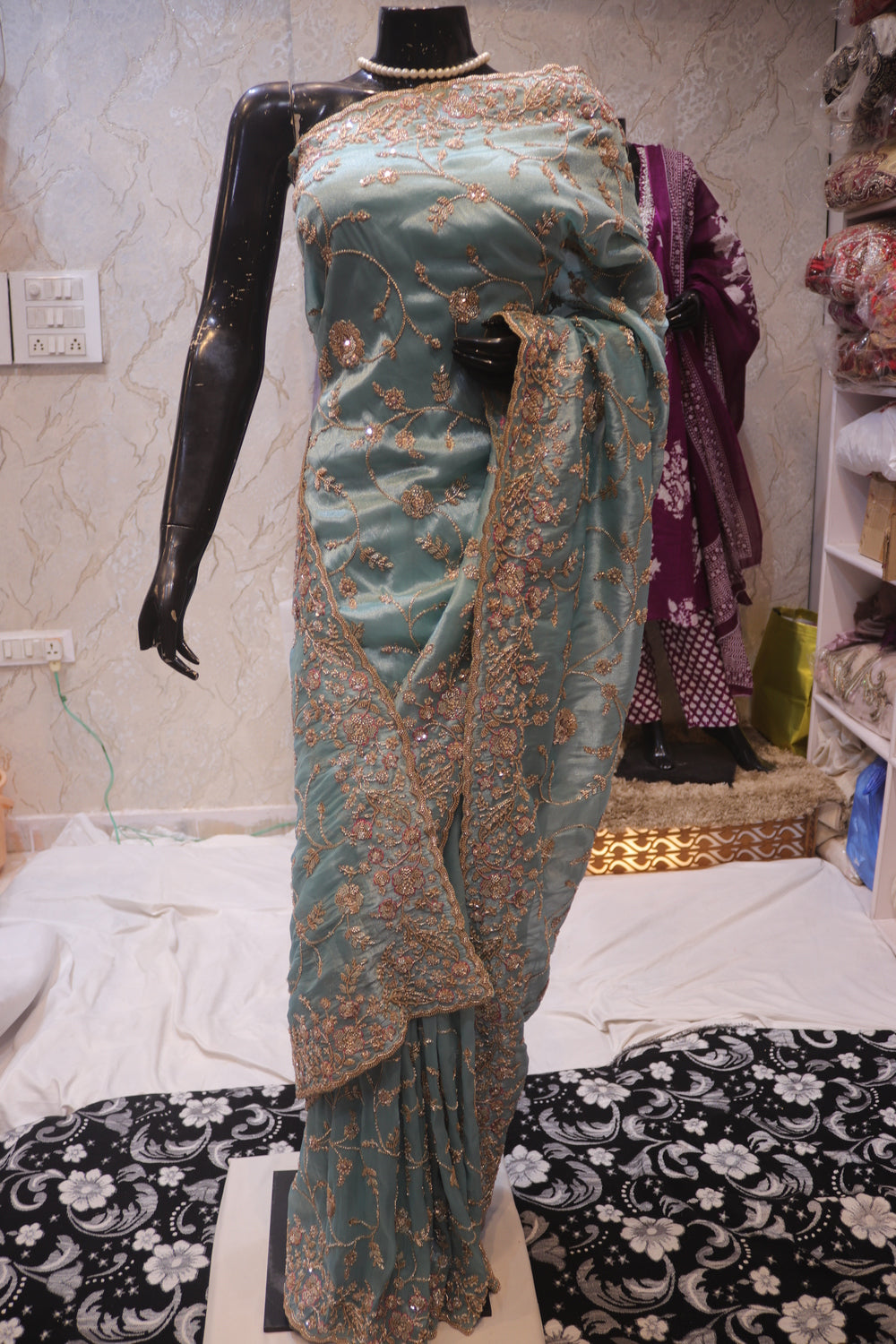 "The Ice Blue" Premium Designer Saree