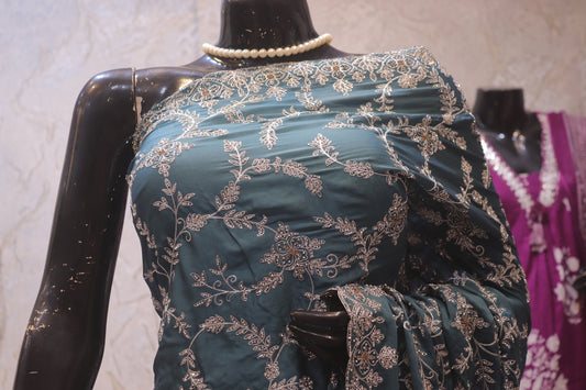 “The Columbia Blue” Premium Designer Saree