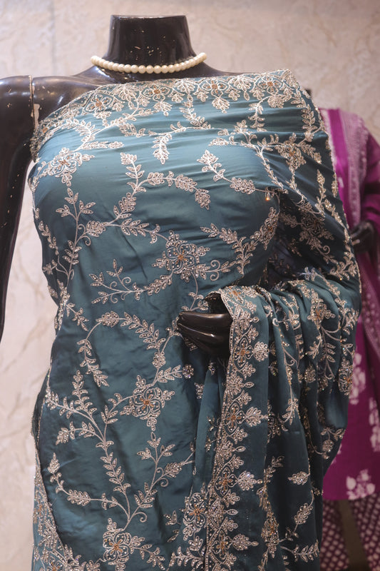 “The Columbia Blue” Premium Designer Saree
