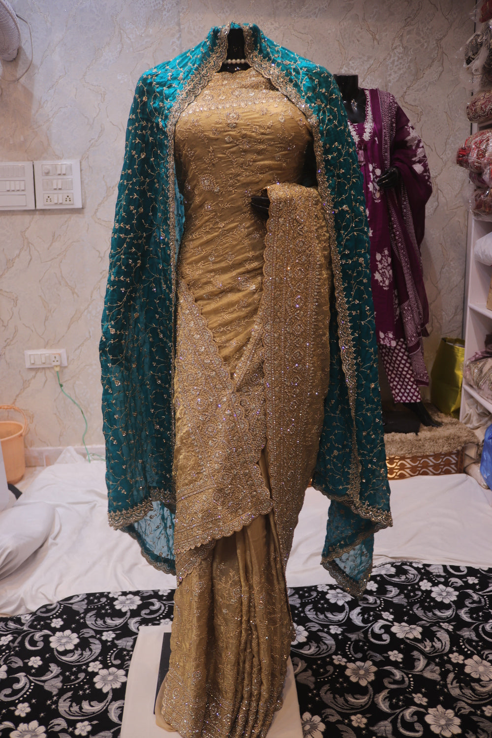 “The Golden Petals” Vol 5 Premium Designer Saree with Veil