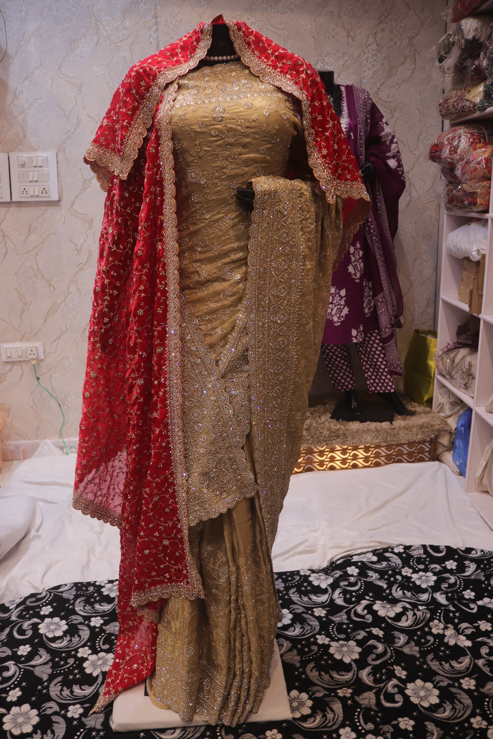 “The Golden Petals” Vol 4 Premium Designer Saree with Veil