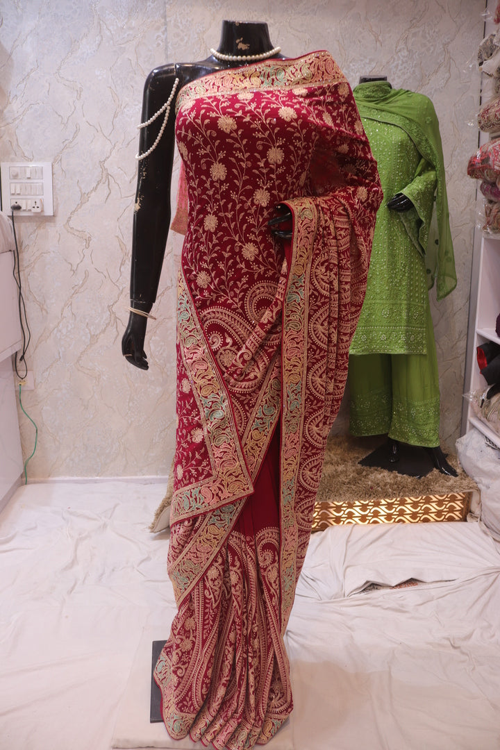 “The Raspberry Sorbet” Premium Rajwadi Saree