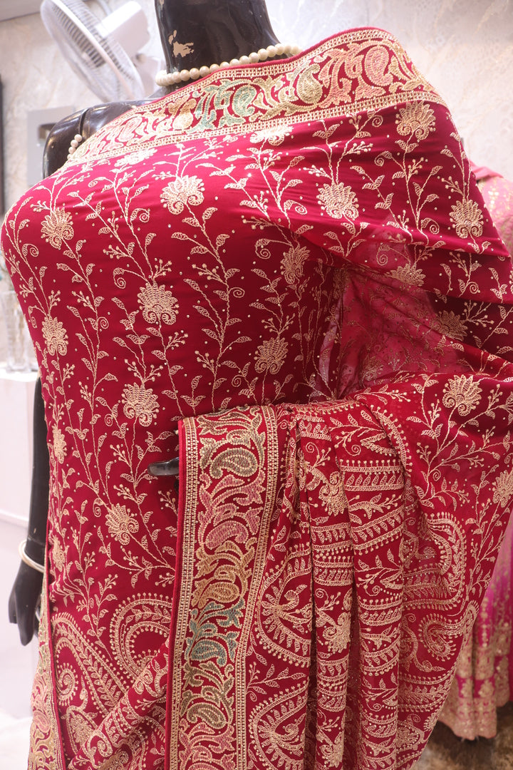 “The Raspberry Sorbet” Premium Rajwadi Saree
