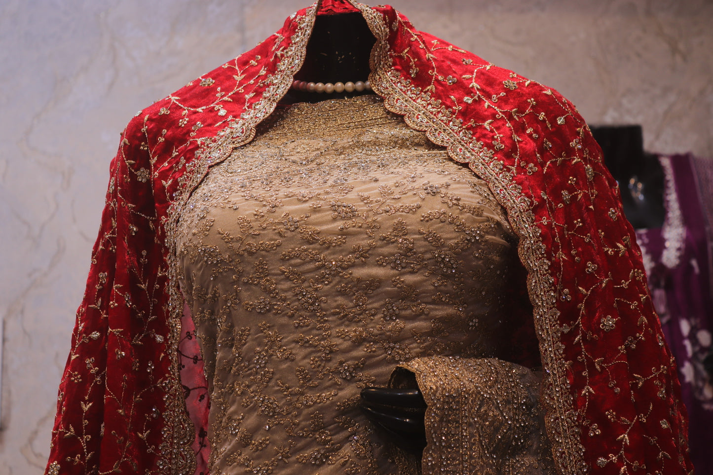 “The Champagne Gold” Premium Designer Saree with Veil