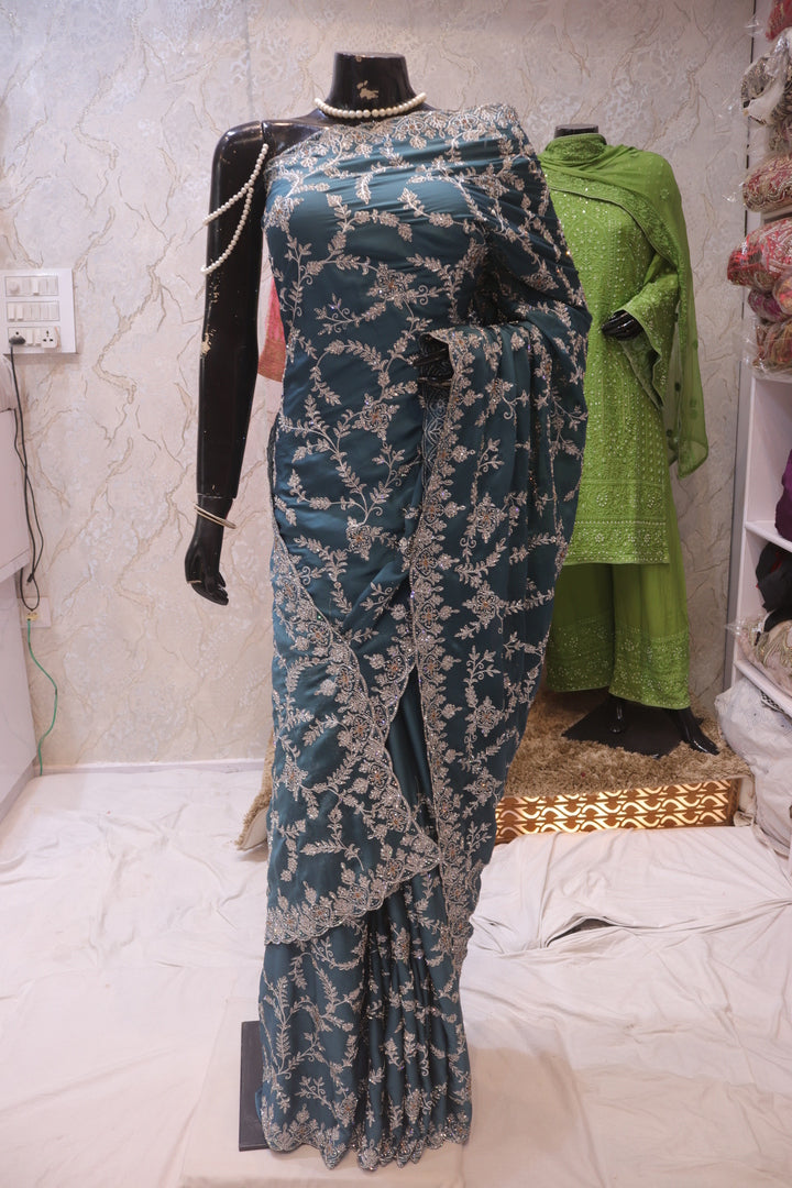 “The Columbia Blue” Premium Designer Saree