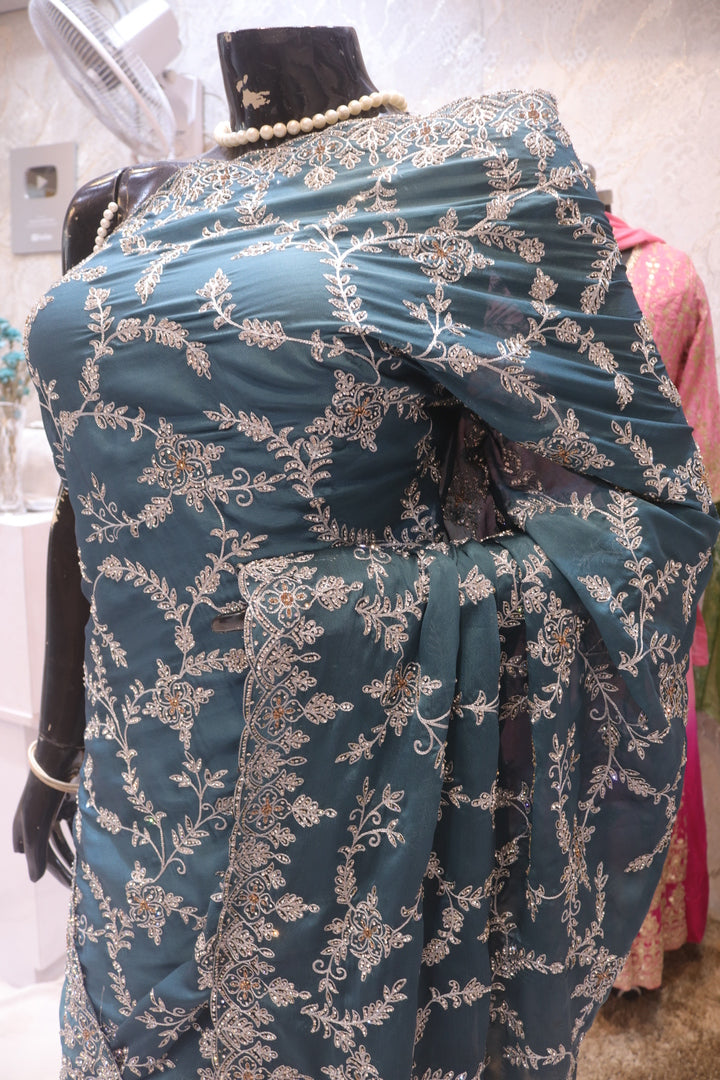 “The Columbia Blue” Premium Designer Saree
