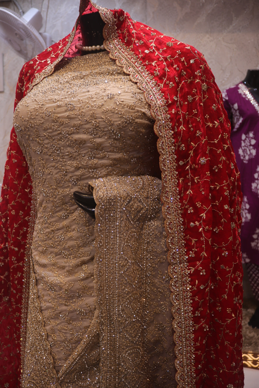 “The Champagne Gold” Premium Designer Saree with Veil