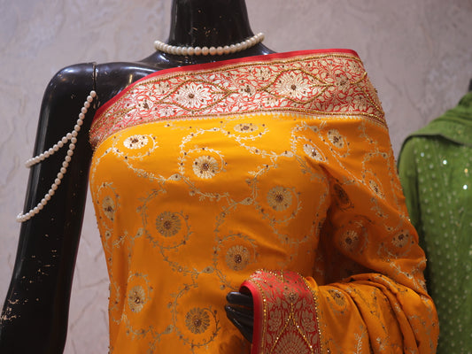 “The Golden Yellow” Premium Banarasi Silk Saree