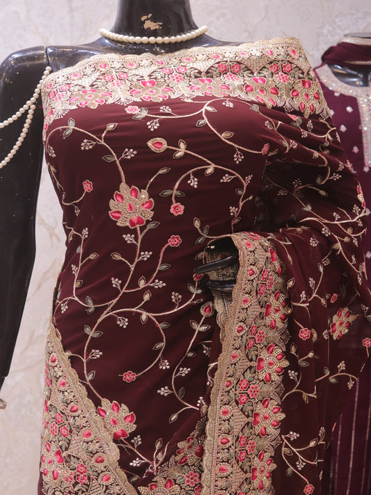 “The True Garnet” Premium Designer Saree