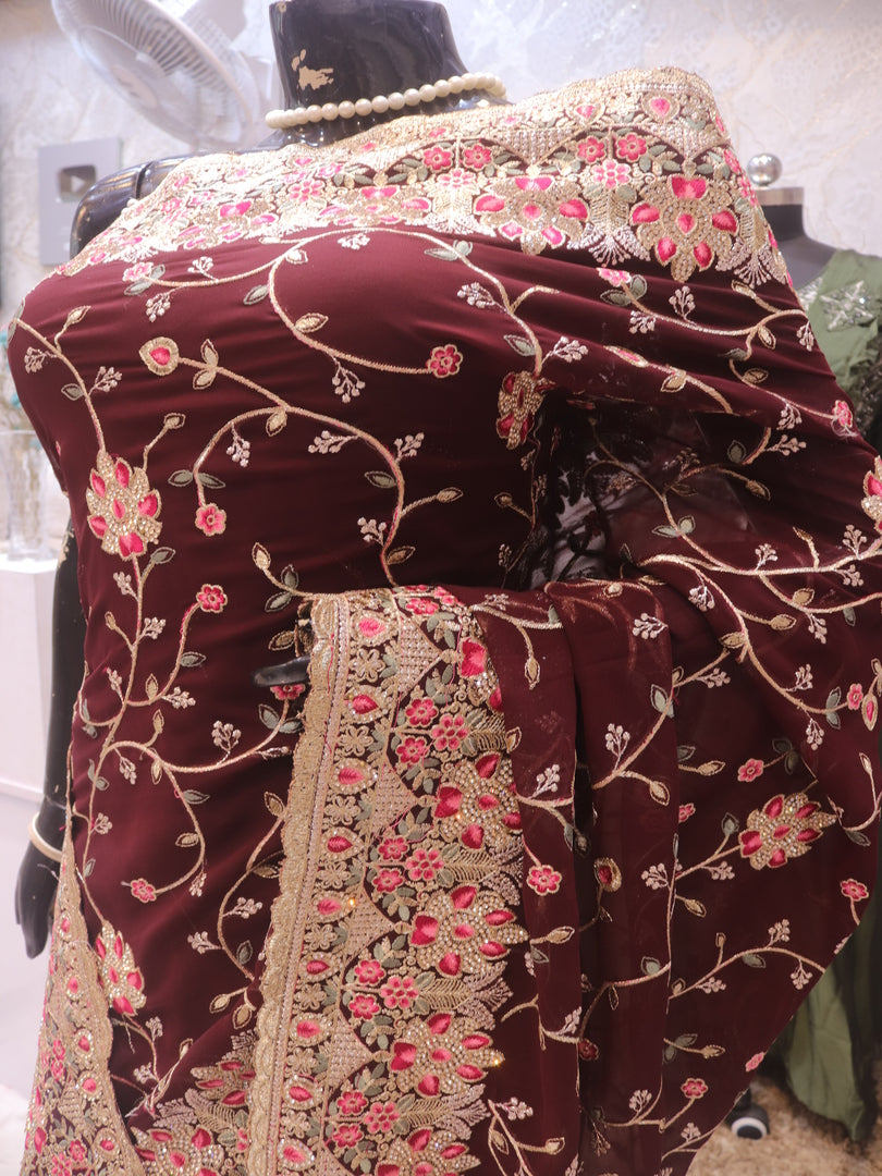 “The True Garnet” Premium Designer Saree