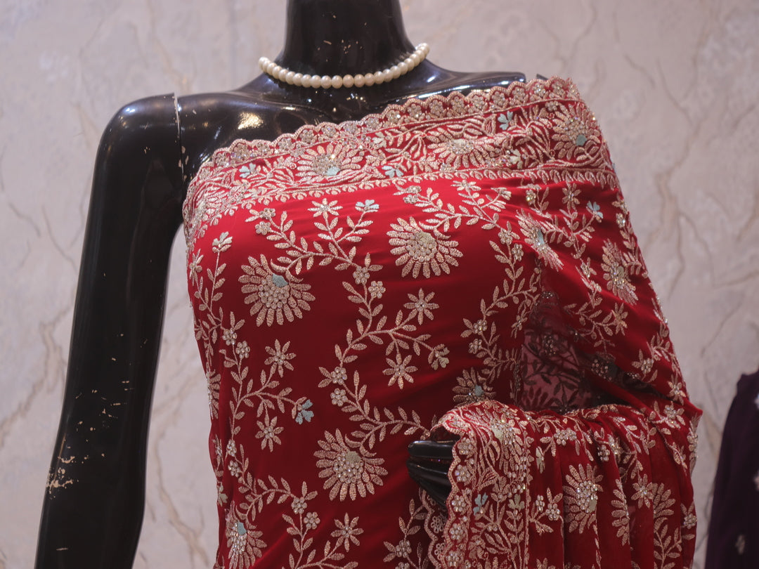 “The Persian Red” Premium Designer Saree