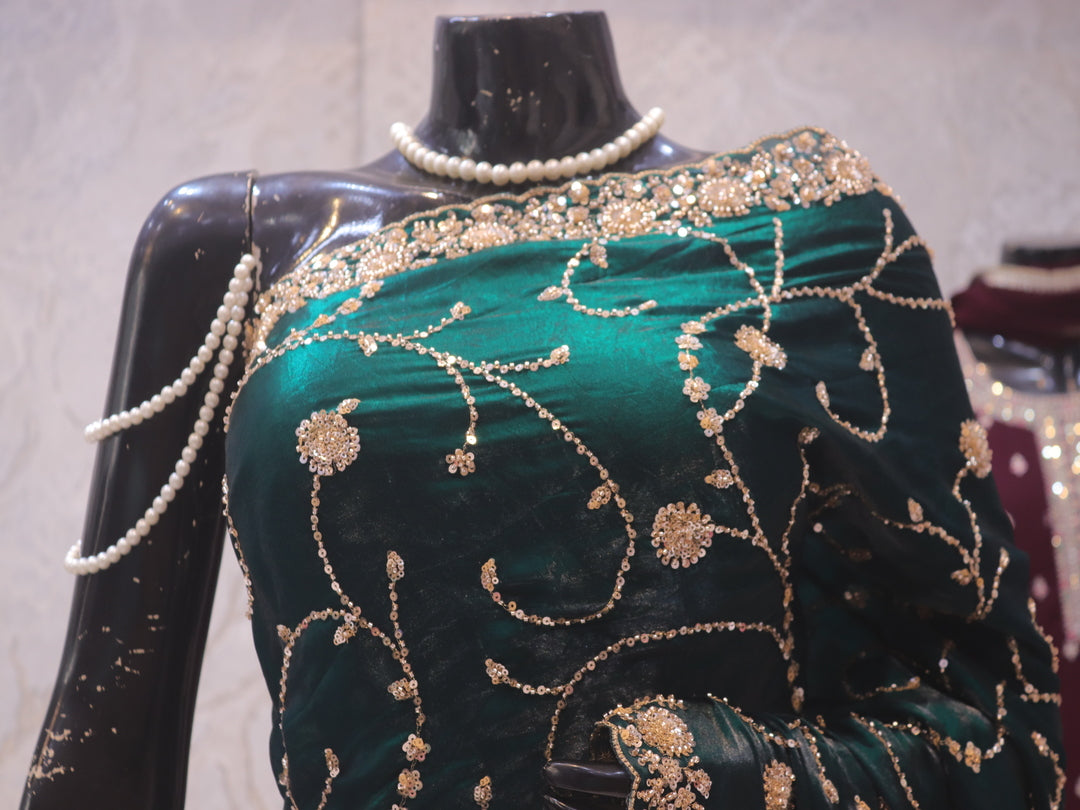 “The Emerald Green” Premium Designer Saree