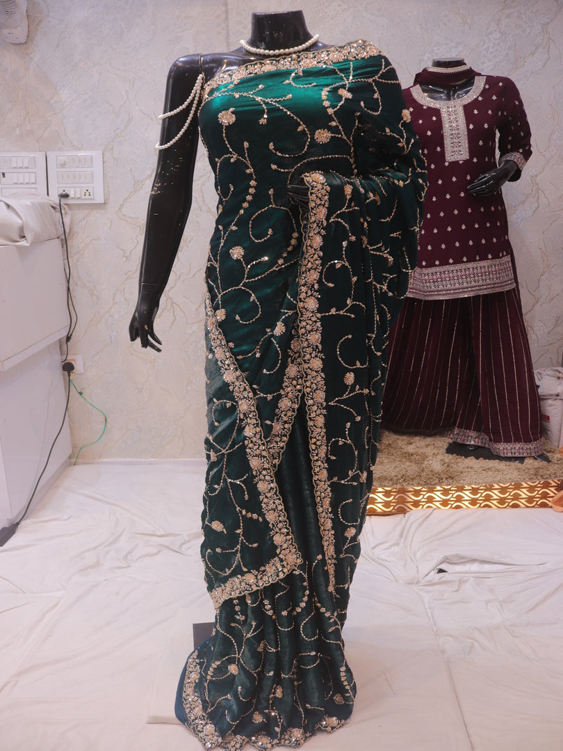 “The Emerald Green” Premium Designer Saree