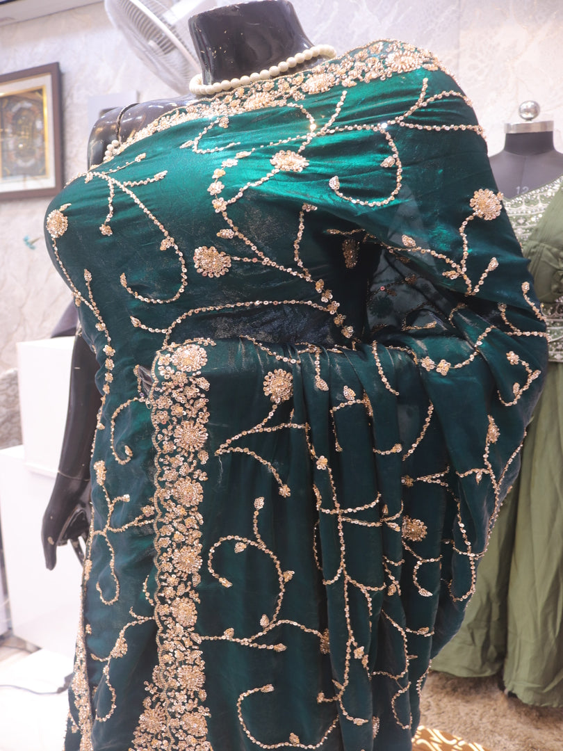 “The Emerald Green” Premium Designer Saree