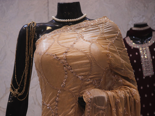 “The Golden Petals” Premium Designer Saree