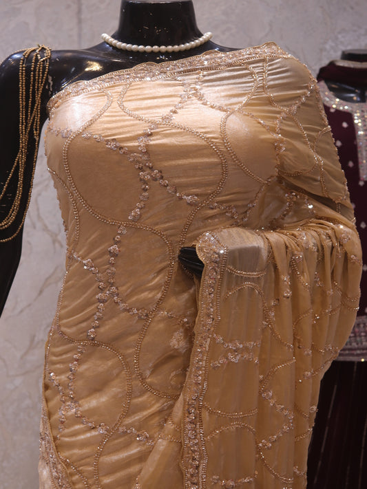 “The Golden Petals” Premium Designer Saree