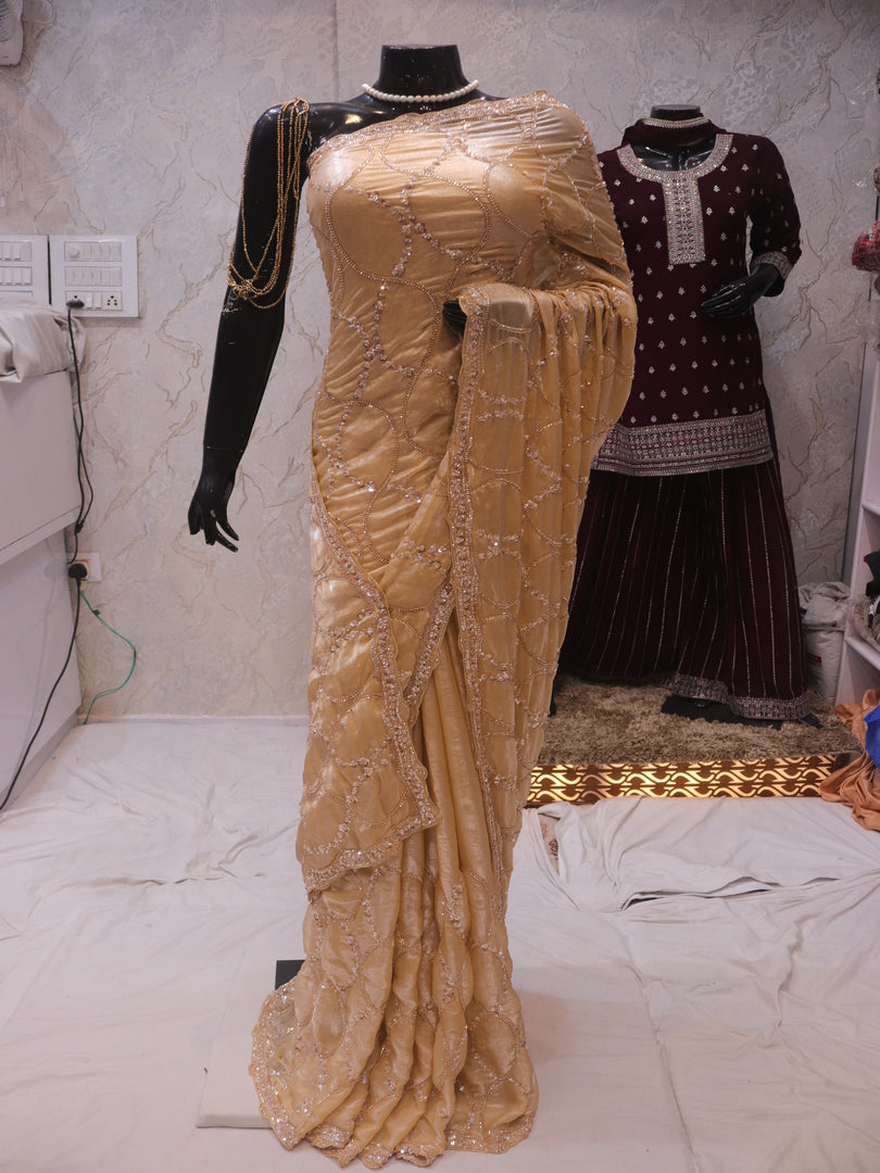 “The Golden Petals” Premium Designer Saree