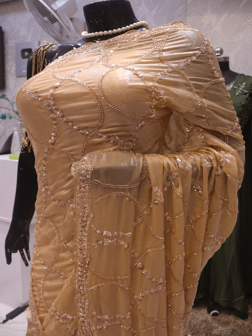 “The Golden Petals” Premium Designer Saree