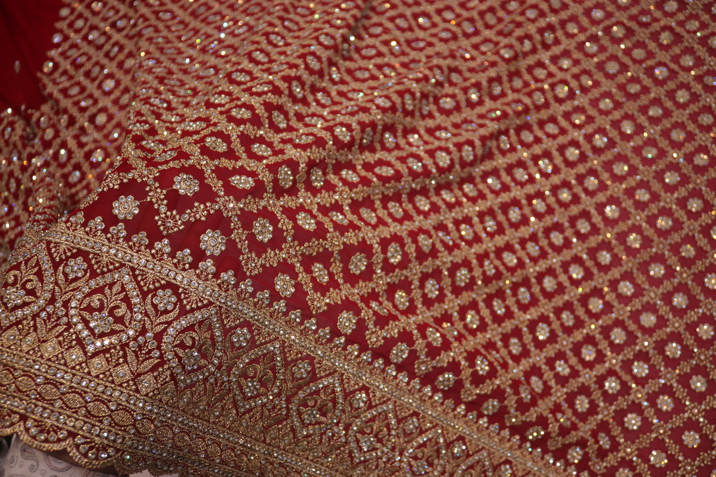 “The Grand Royal Red" Premium Bridal Saree With Veil