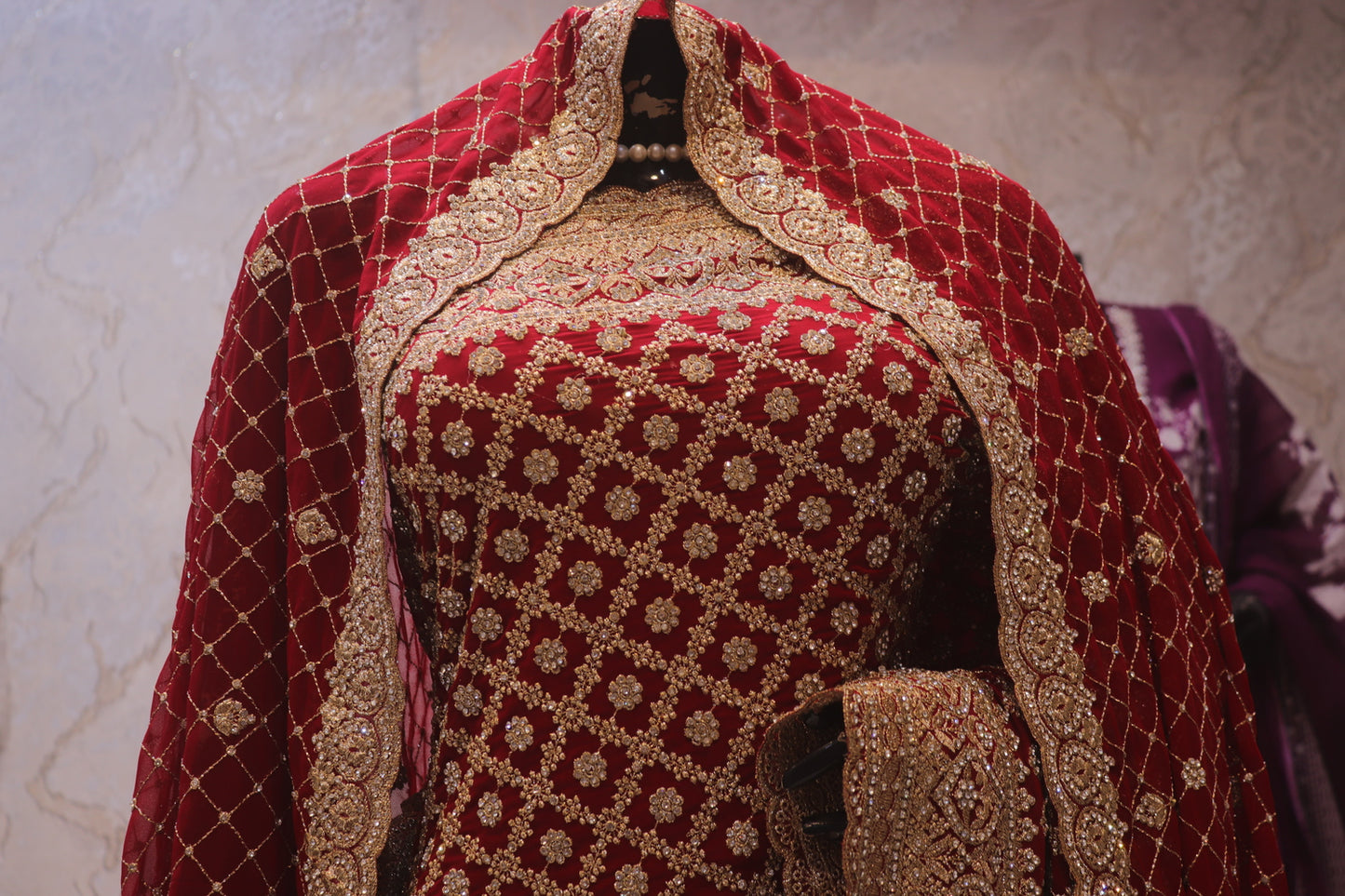 “The Grand Royal Red" Premium Bridal Saree With Veil