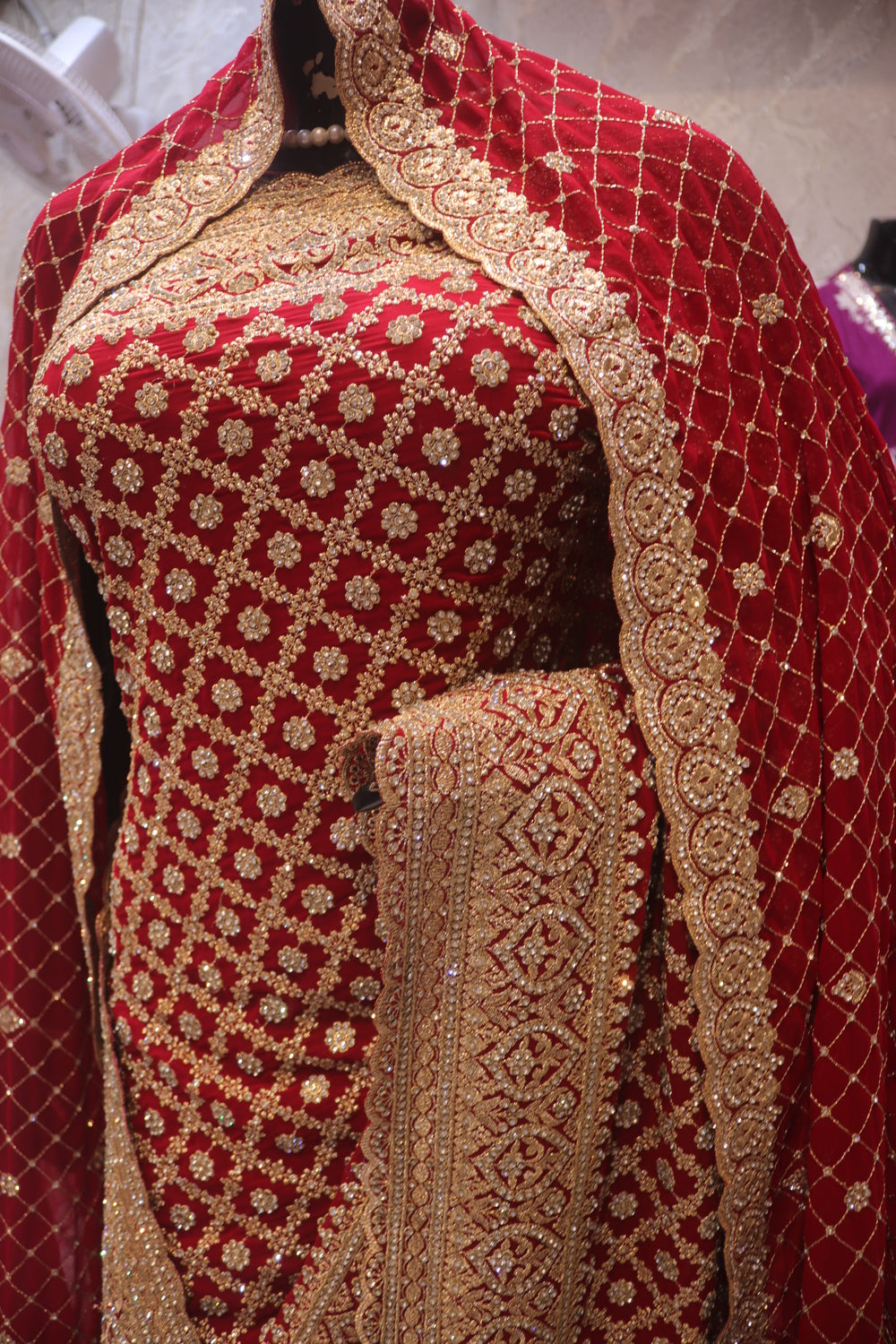 “The Grand Royal Red" Premium Bridal Saree With Veil