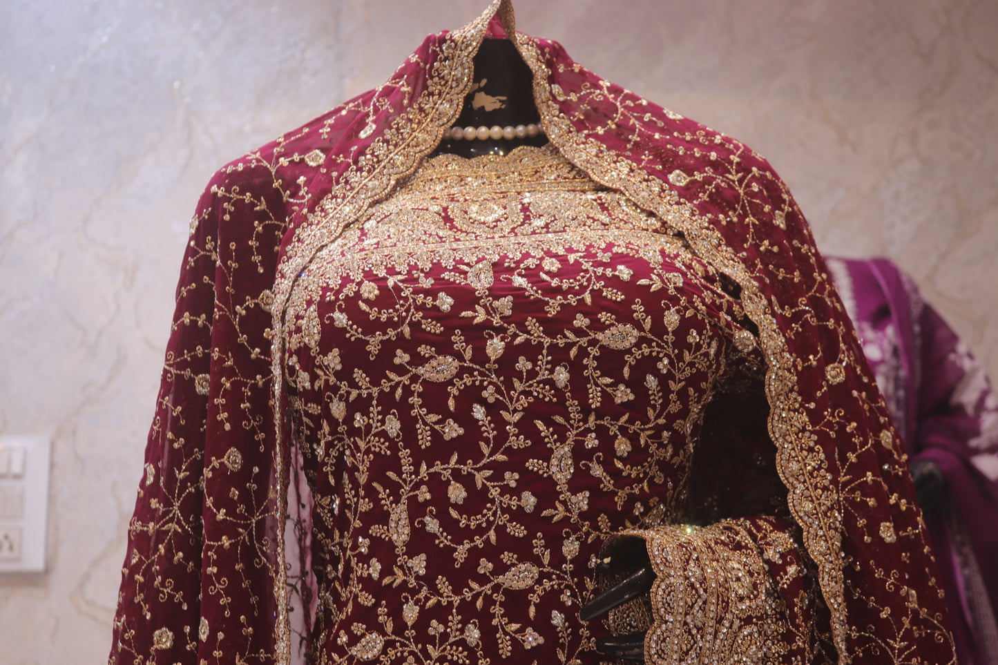 "The Dark Burgundy" Vol 2 Bridal Saree with Veil