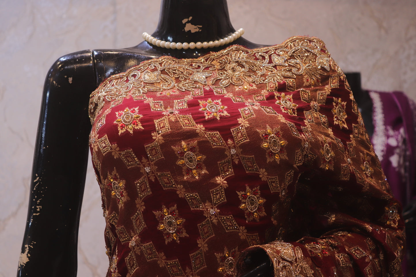 "The Regal Maroon" Premium Heavy Bridal Wedding Wear Handcrafted Banarasi Chiffon