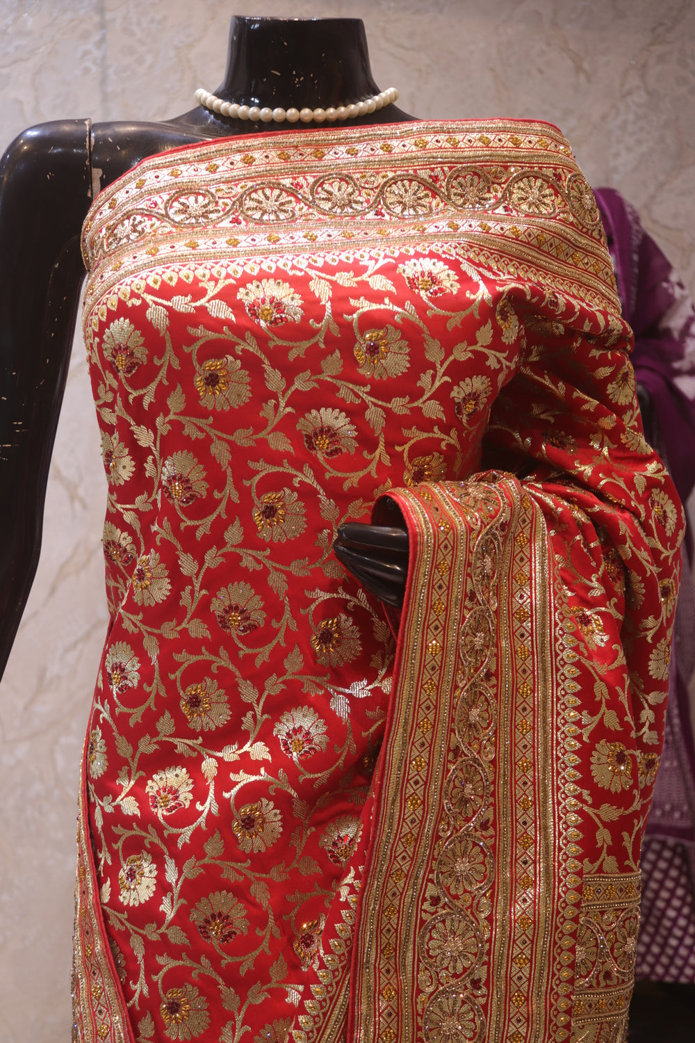 "The Carmine Red" Premium Banarasi Silk Saree