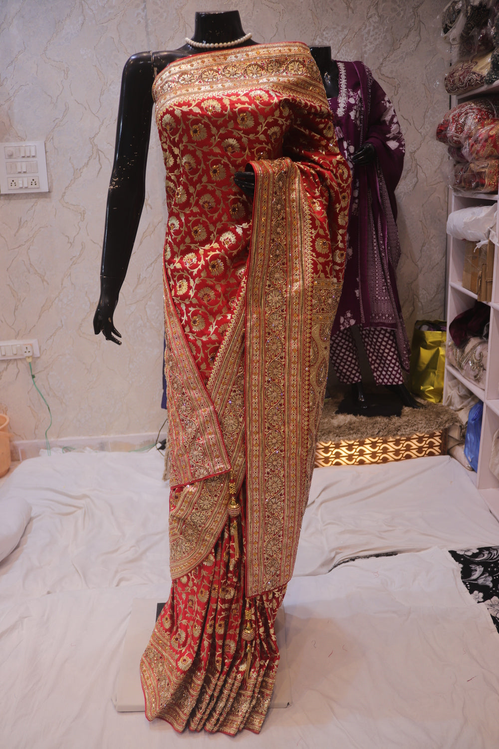 "The Carmine Red" Premium Banarasi Silk Saree