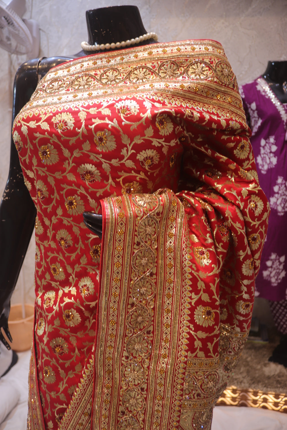 "The Carmine Red" Premium Banarasi Silk Saree