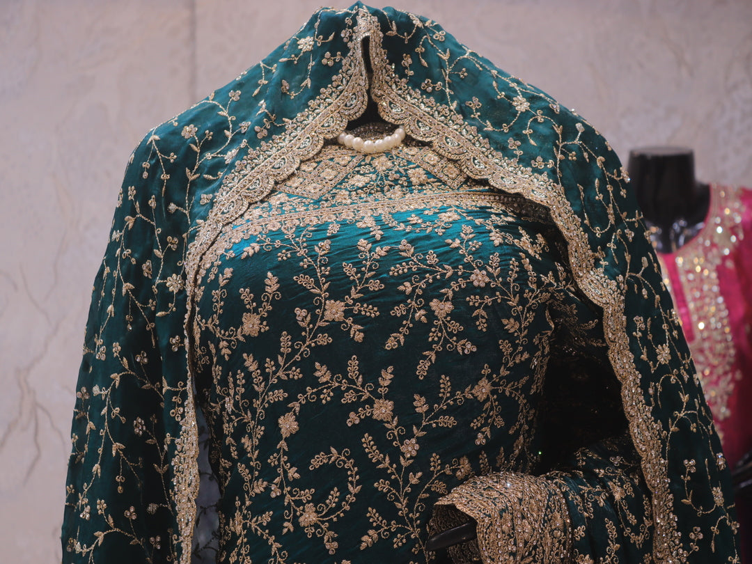 “The Peacock Blue” Premium Designer Saree with Veil
