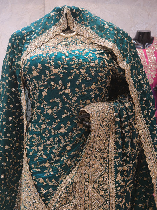 “The Peacock Blue” Premium Designer Saree with Veil