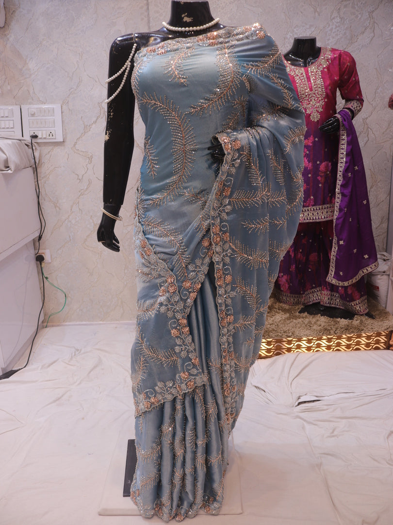 “The Turkish Blue” Premium Designer Saree