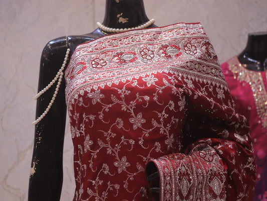 “The Royal Maroon” Premium Banarasi Silk Saree