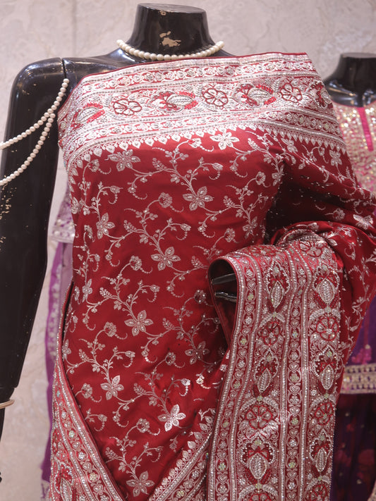 “The Royal Maroon” Premium Banarasi Silk Saree