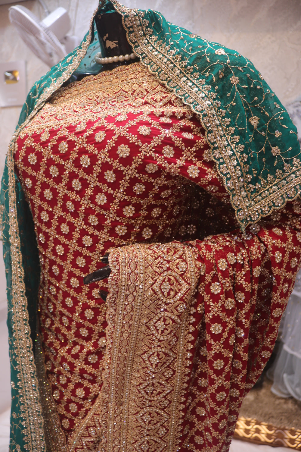 "The Royal Raspberry" Georgette Bridal Saree with Veil