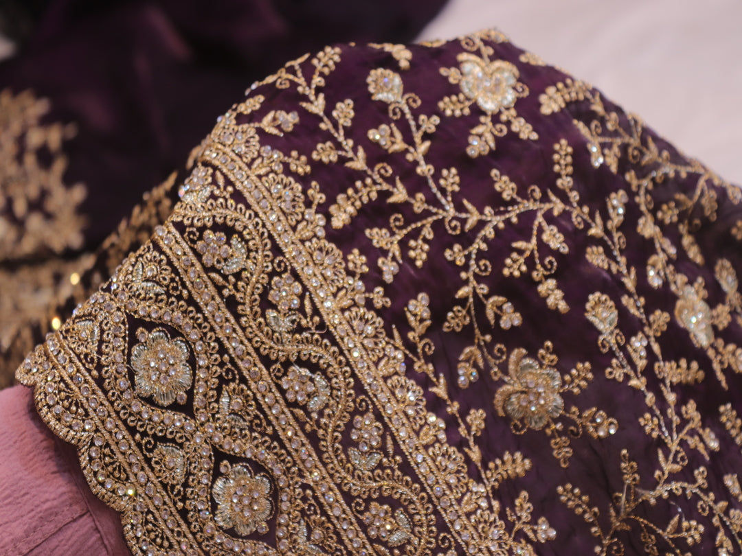 “The Royal Wine” Premium Designer Saree with Veil